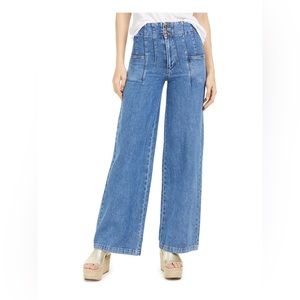 Free People x We The Free - Midnight City Denim High Waist Wide Leg Jeans - 26